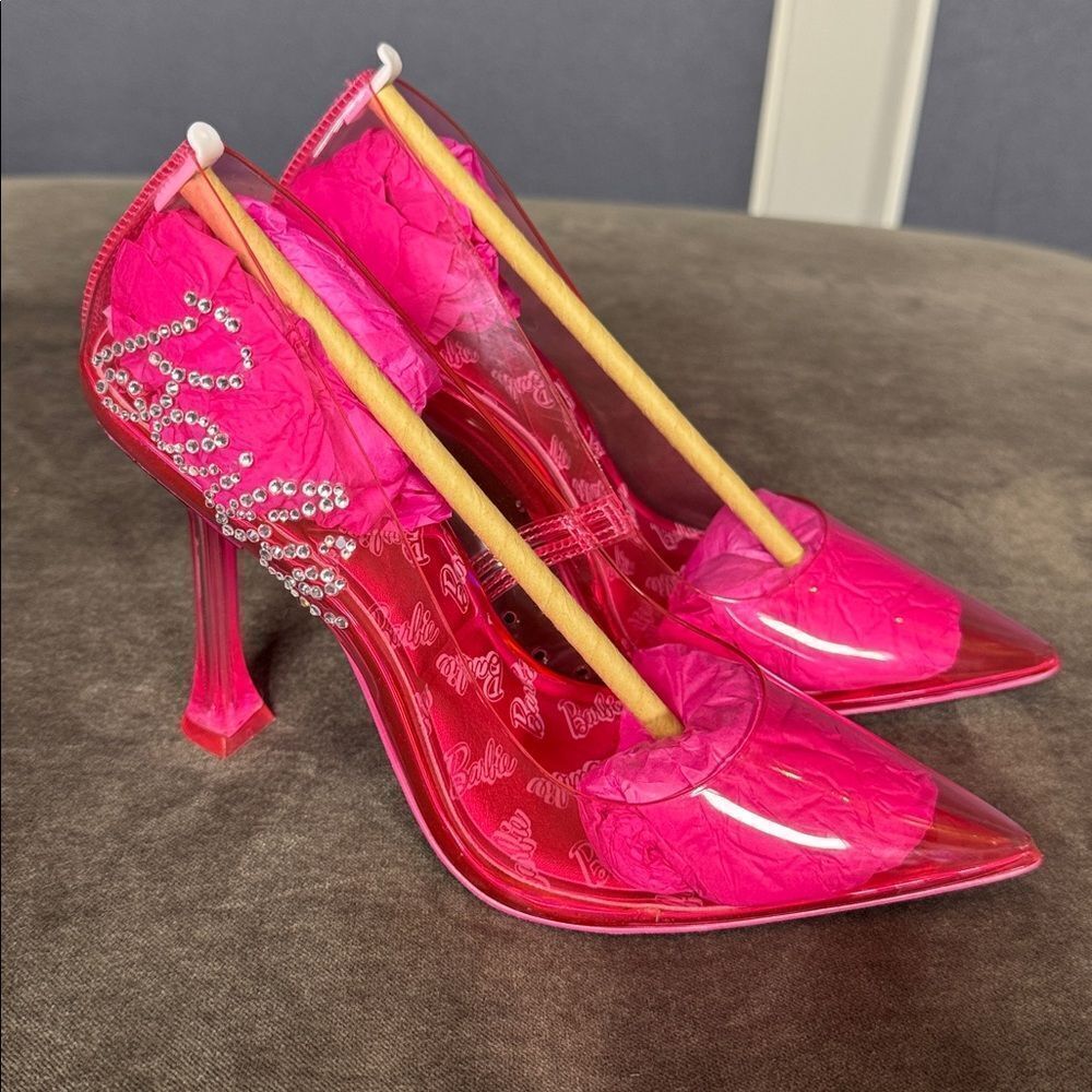 Barbie x ALDO Barbiestessy Collection Pink Translucent Pointed Toe Pumps 9 NEW - Picture 5 of 16